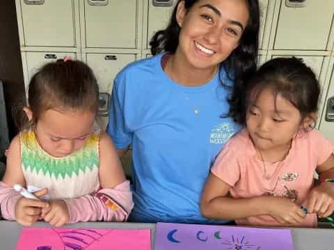 a person and two children