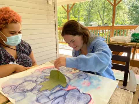 a person painting a picture