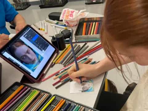 a person working on a tablet
