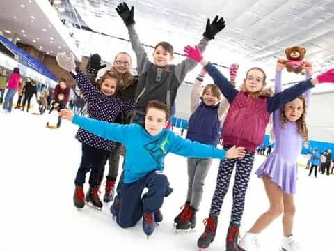 a group of people on ice