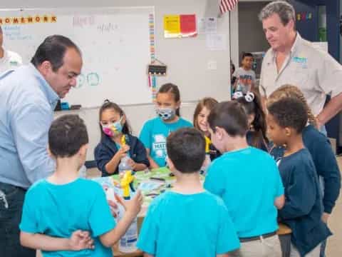 a group of people in a classroom