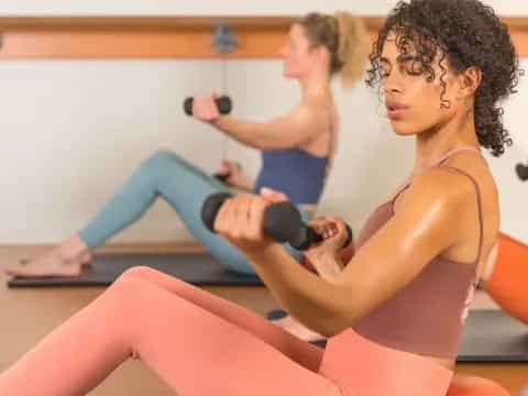 a woman doing yoga