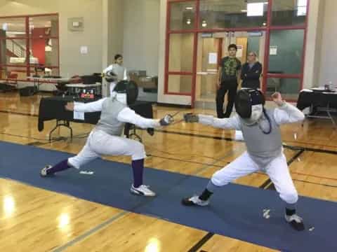 two people in a karate class