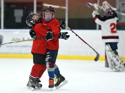 a hockey player in red uniform