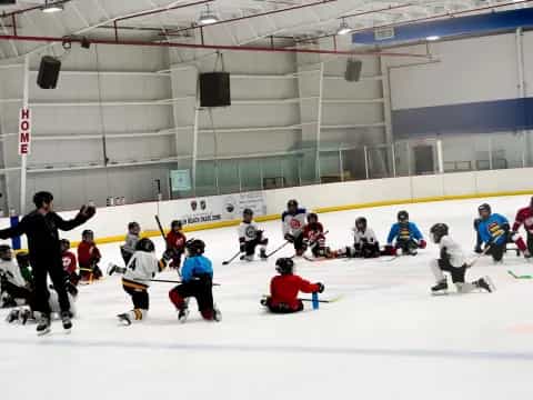 a group of people on ice