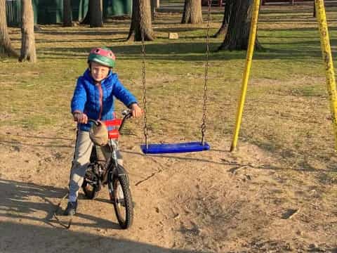 a boy on a bike