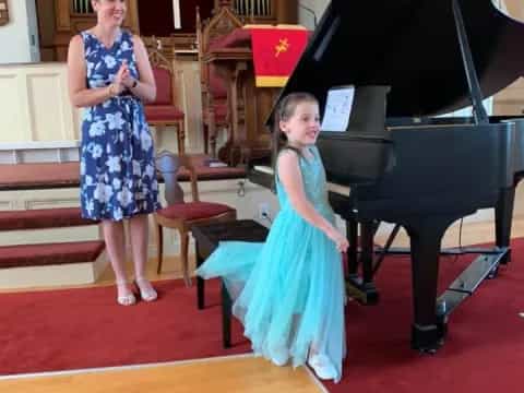 a person and a girl in a church