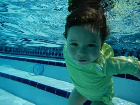 a person in a pool