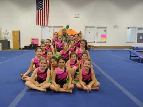 a group of girls in a gym