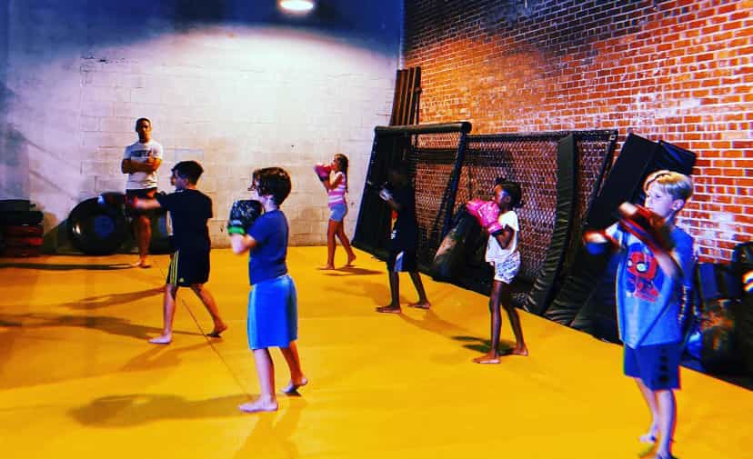 a group of children in a gymnasium