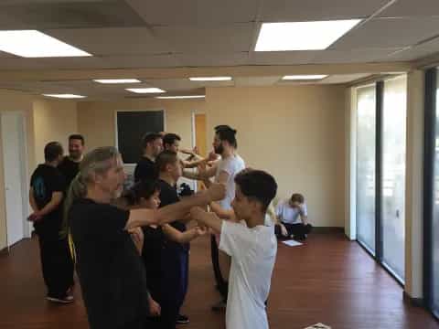 a group of people dancing