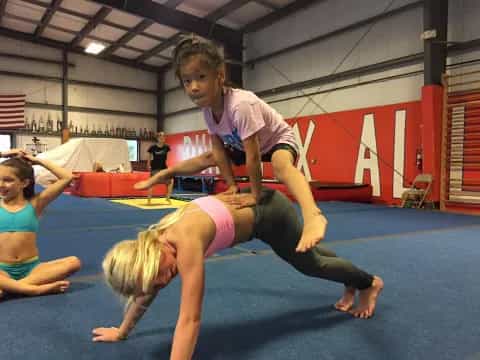 a group of women exercising