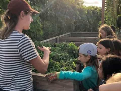 a woman and a group of children