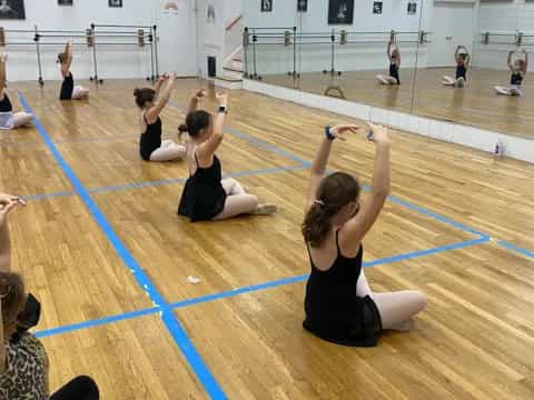 a group of women exercising