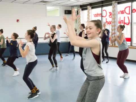 a group of people exercising