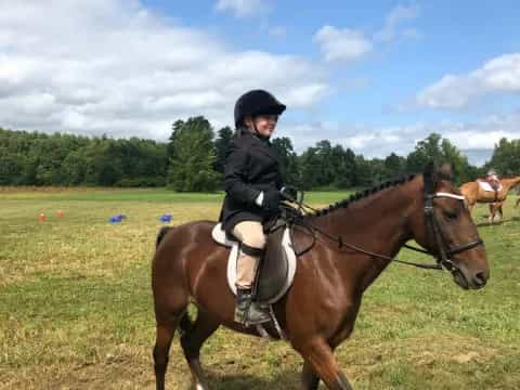 a man riding a horse
