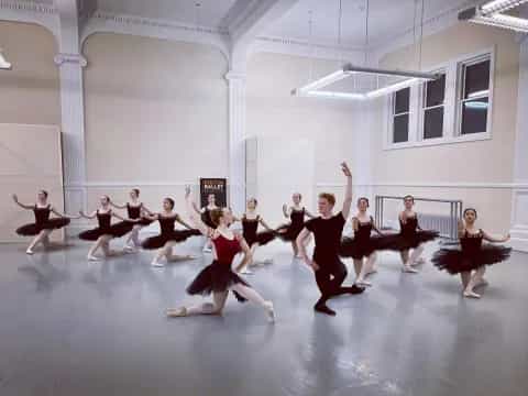 a group of people dancing