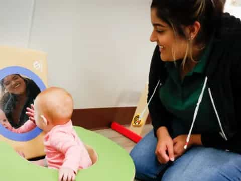 a woman and a baby