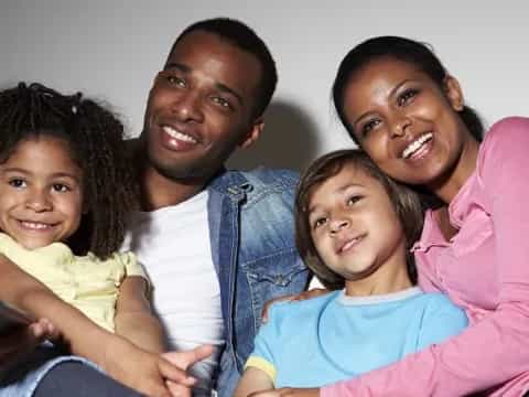 a family posing for a picture