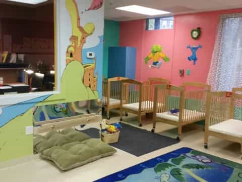 a room with a playroom