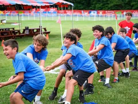 a group of boys playing football