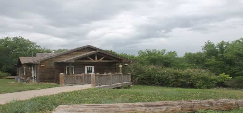 a house with trees around it