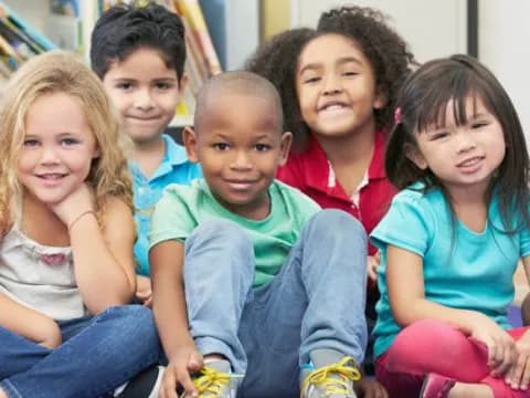 a group of children smiling