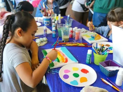 a group of children painting
