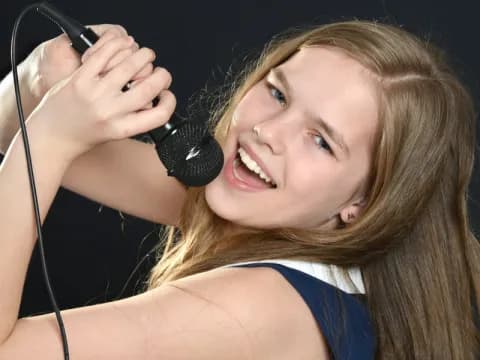 a woman with a headset