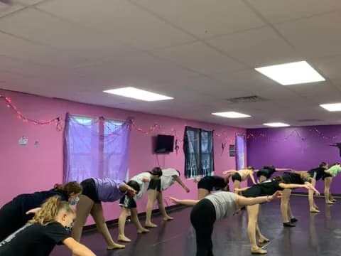 a group of people exercising