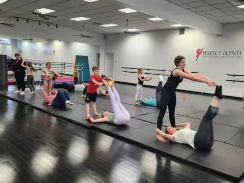 a group of people exercising