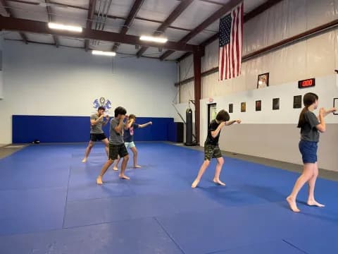 a group of people in a gym