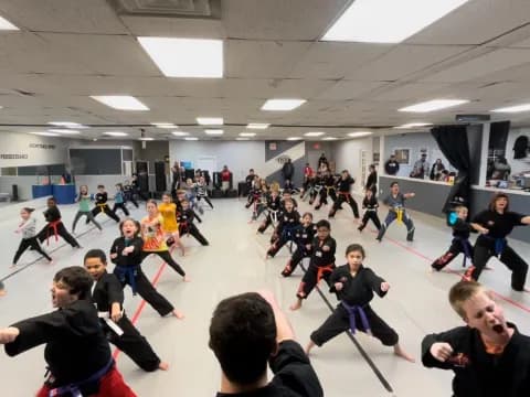 a group of people exercising
