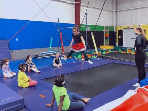 a group of people in a gym
