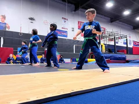 a group of kids in a gym