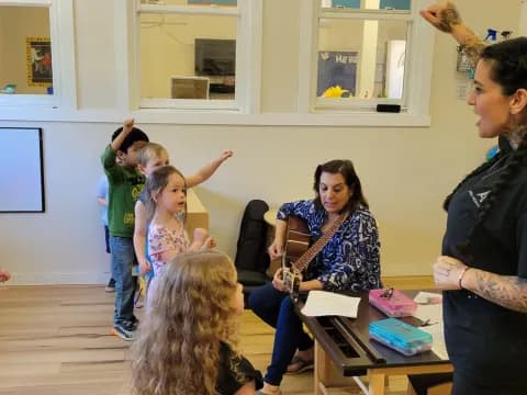 a group of people in a classroom