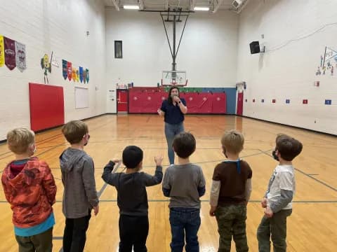 a group of children in a gymnasium