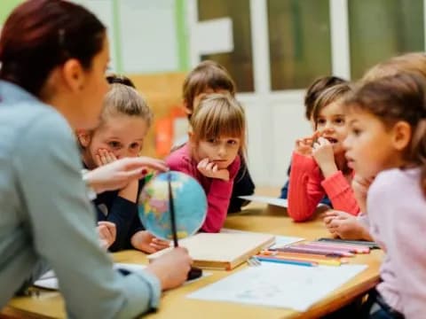 a teacher teaching her students