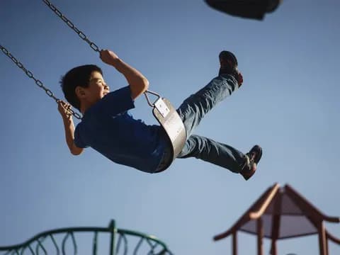 a boy on a swing