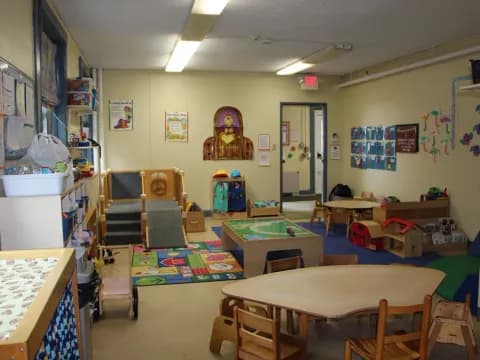 a room with tables and chairs