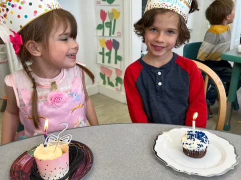 kids with birthday hats on