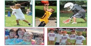 a collage of a boy playing baseball