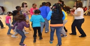 a group of people dancing