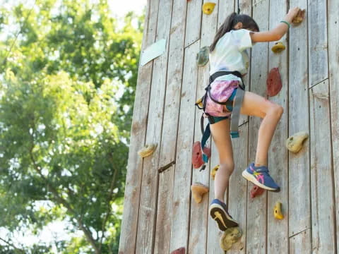 a person climbing a wall