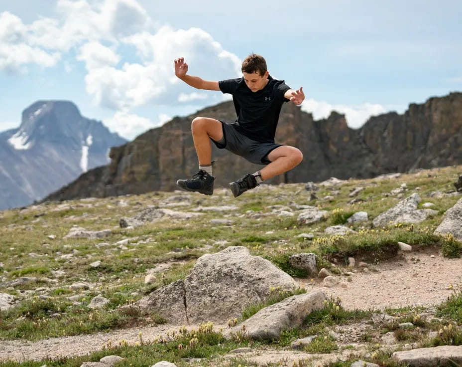 a man jumping in the air