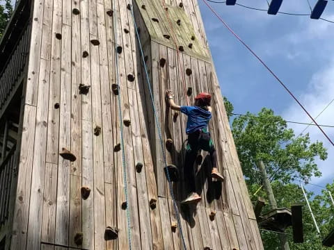 a person climbing a wall