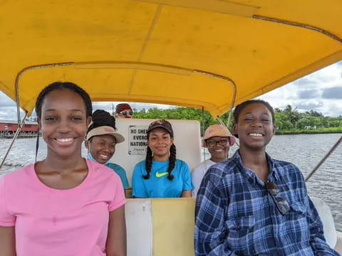 a group of people on a boat