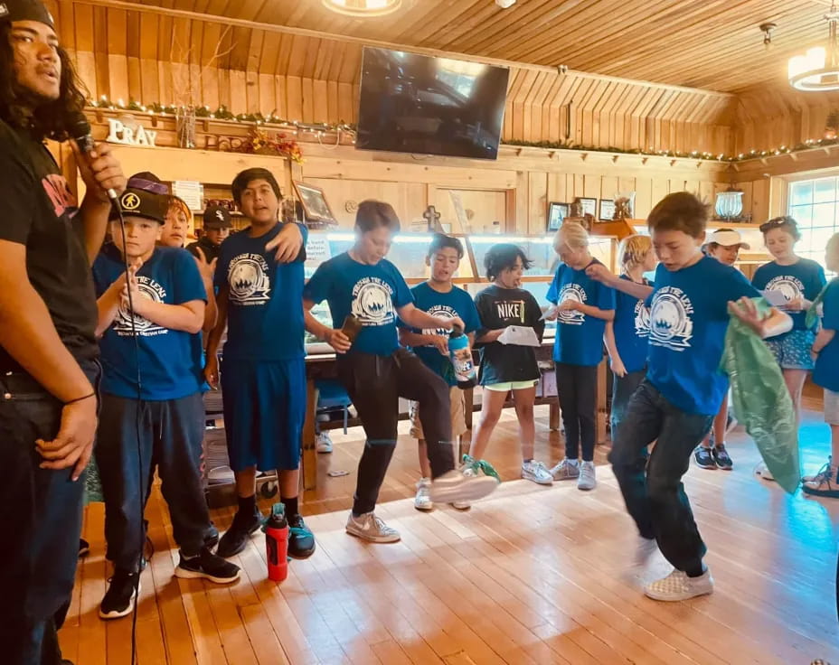 a group of people in a room