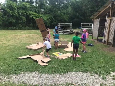 a group of people outside