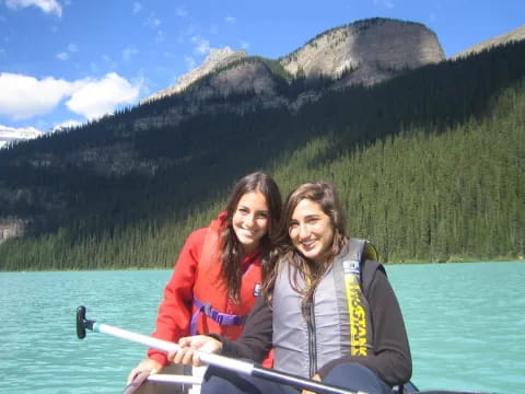 two women on a boat